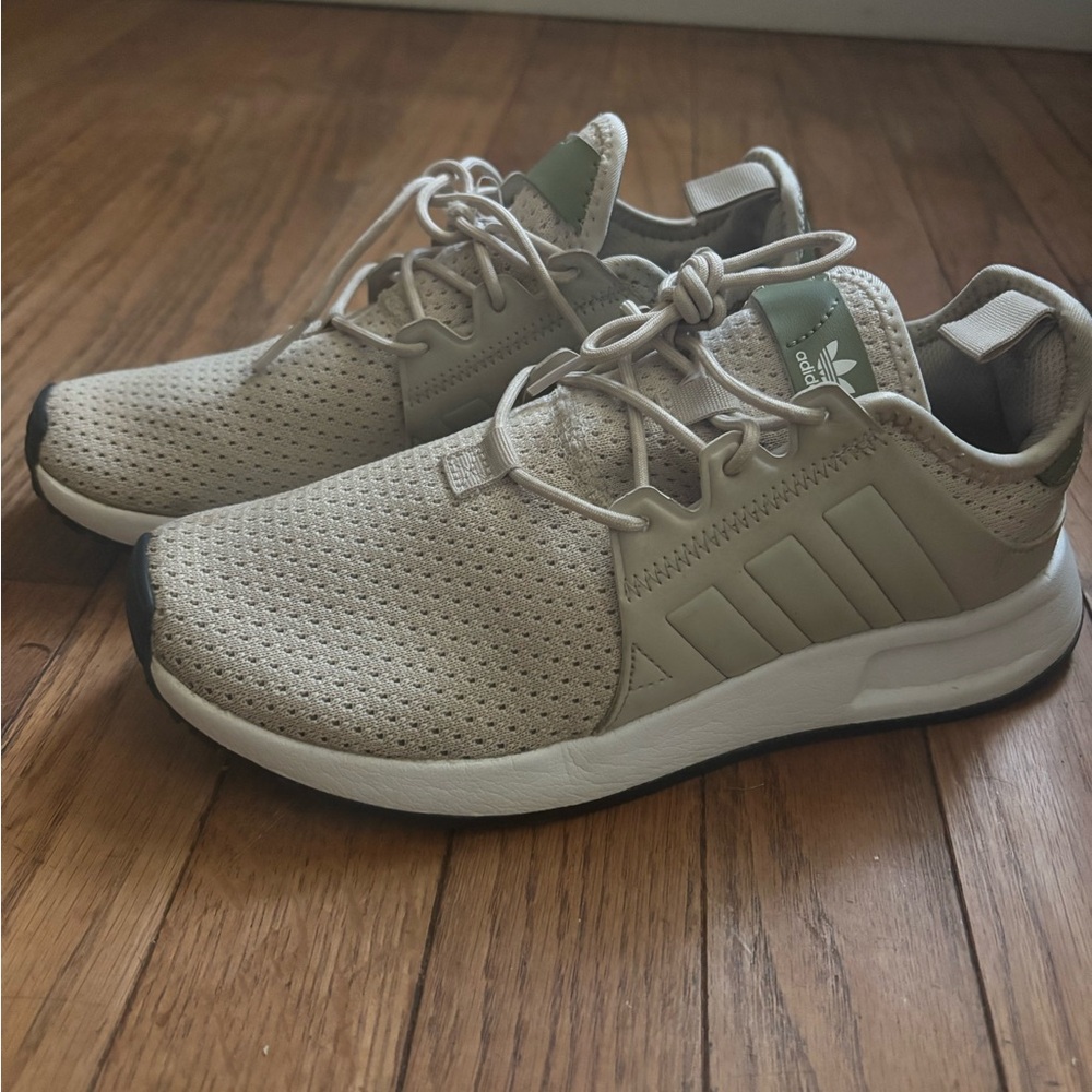 Adidas Youth Tan + Green Sneakers